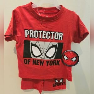 Spiderman Red & Black "Protector of New York" Kids Tee